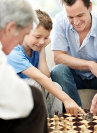 Family playing chess